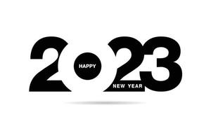 Happy New Year 2023 text design. for Brochure design template, card, banner. Vector illustration. Isolated on white background.