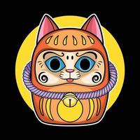 gráfico de vector de muñeca de gato daruma