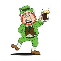 leprechaun holding glass beer vector