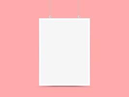 Mock-Up Realistic White Poster Hanging Empty White Vector Poster Template