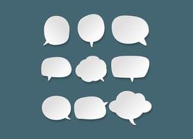 Set of speech bubbles doodles or cartoons Sketch Callout Set with Light and Shadow Communication Design Elements vector