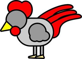 rooster chicken with grey feather icon good for element design ui, presentation, web. flat design illustration vector