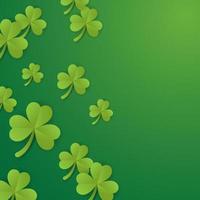 Paper art style of luck clover shamrock on green background vector
