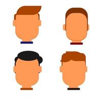 Set of 4 flat avatars in different hair style. simple vector illustration