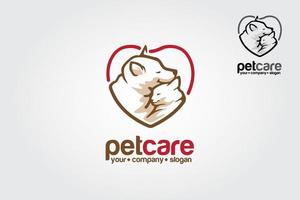 plantilla de logotipo de vector de cuidado de mascotas. este diseño de logotipo es adecuado para empresas, animales, mascotas, cuidado de mascotas, perros y gatos, veterinaria, centro de animales, etc.