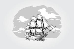 Ilustración de vector de velero. la ilustración es ideal para aplicaciones y actividades de navegación.