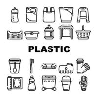 conjunto de iconos de colección de accesorios de plástico vector