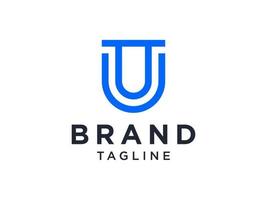 logotipo inicial de la letra u. estilo de origami de forma geométrica azul aislado sobre fondo blanco. utilizable para logotipos comerciales y de marca. elemento de plantilla de diseño de logotipo de vector plano.