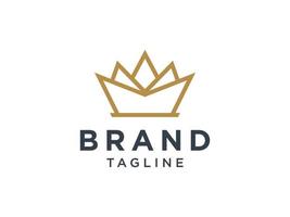 Royal Crown Logo. Gold Geometric Crown Line Icon isolated on White Background. Usable for Business and Branding Logos. Flat Vector Logo Design Template Element.