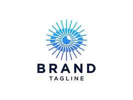 Abstract Eye Vision Logo. Monoline Vintage Eye with Geometric Radial Rays of Sunburst isolated on White Background. Usable for Business and Branding Logos. Flat Vector Logo Design Template Element.