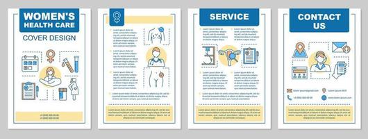 Gynecology brochure template layout. Womens health care clinic. Medical examination. Flyer, booklet, leaflet print design. Medicine and healthcare. Vector page layouts for magazines, reports, posters