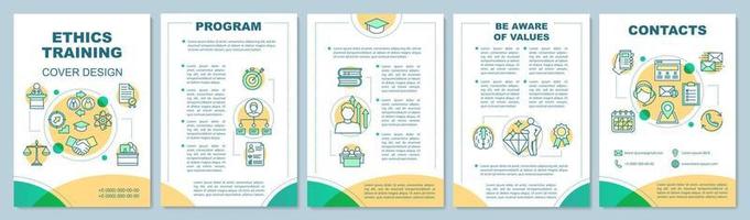 Ethics training brochure template layout. Core values. Flyer, booklet, leaflet print design. Corporate social responsibility. Vector page layouts for magazines, annual reports, advertising posters