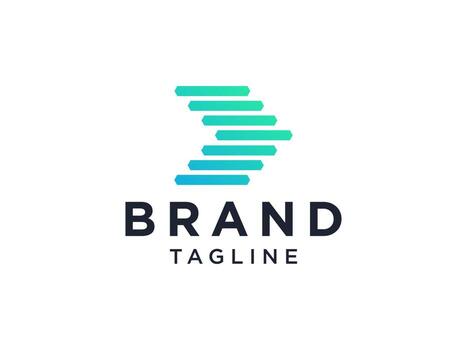 logotipo de la flecha derecha. forma de flecha geométrica degradada azul verde con línea aislada sobre fondo blanco. elemento de plantilla de diseño de logotipo de vector plano para logotipos de negocios y tecnología.
