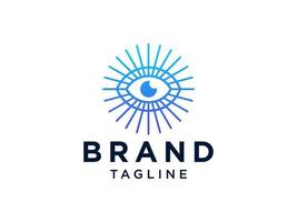 Abstract Eye Vision Logo. Monoline Vintage Eye with Geometric Radial Rays of Sunburst isolated on White Background. Usable for Business and Branding Logos. Flat Vector Logo Design Template Element.