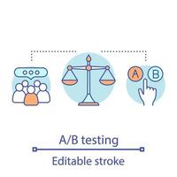 A B testing concept icon. Advertising campaign idea thin line illustration. Digital marketing metrics, tools. Vector isolated outline drawing. Editable stroke