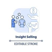 Insight selling light blue concept icon. Winning strategies abstract idea thin line illustration. Decision-making process. Isolated outline drawing. Editable stroke. vector