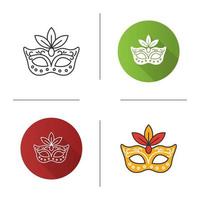 icono de carnaval. martes gordo. máscara de carnaval baile de máscaras. diseño plano, estilos lineales y de color. ilustraciones de vectores aislados