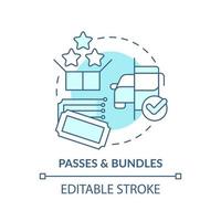 Passes and bundles turquoise concept icon. Alternative offer. Maas integration level abstract idea thin line illustration. Isolated outline drawing. Editable stroke. vector