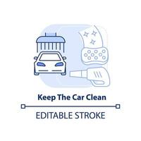 Keep the car clean light blue concept icon. Interior cleaning. Road trip tip abstract idea thin line illustration. Isolated outline drawing. Editable stroke.