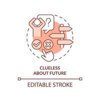 Clueless about future terracotta concept icon. Issue in adolescence abstract idea thin line illustration. Feeling stress. Isolated outline drawing. Editable stroke. vector