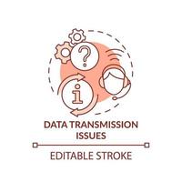 Data transmission issues red concept icon. Information support. Maas issue abstract idea thin line illustration. Isolated outline drawing. Editable stroke. vector