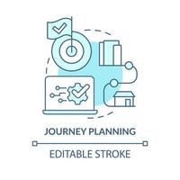 Journey planning turquoise concept icon. Route and means of travelling. Maas perk abstract idea thin line illustration. Isolated outline drawing. Editable stroke.