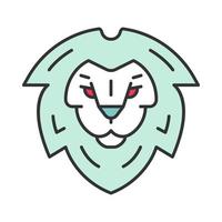 Lion head symbol color icon. Leo king. Lion shield logo. Element for the brand identity. Isolated vector illustration