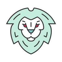 Lion head symbol color icon. Leo king. Lion shield logo. Element for the brand identity. Isolated vector illustration