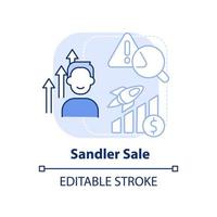 Sandler sale light blue concept icon. Selling technique abstract idea thin line illustration. Seller playing advisor role. Isolated outline drawing. Editable stroke. vector