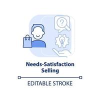 Needs-satisfaction selling light blue concept icon. Successful sales strategy abstract idea thin line illustration. Isolated outline drawing. Editable stroke. vector