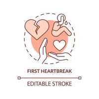 First heartbreak terracotta concept icon. Teenage issue abstract idea thin line illustration. Deal with breakup. Isolated outline drawing. Editable stroke. vector