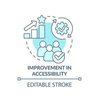 Improvement in accessibility turquoise concept icon. Mobility as service value abstract idea thin line illustration. Isolated outline drawing. Editable stroke. vector