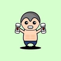 bodybuilder cute character vector