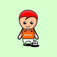 guapo futbolista con camiseta naranja vector