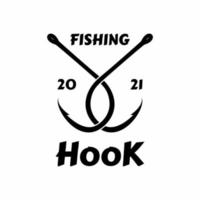 Fishing hook logo, Vintage black silhouette, Inspiration logo vector