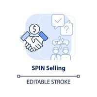 SPIN selling light blue concept icon. Sales technique abstract idea thin line illustration. Enhance customer conversations. Isolated outline drawing. Editable stroke. vector