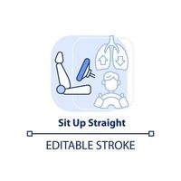 Sit up straight light blue concept icon. Proper position while driving. Road trip tip abstract idea thin line illustration. Isolated outline drawing. Editable stroke. vector