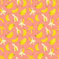 Seamless pattern with a set of bananas isolated on a pink background. Cartoon style. Vector illustration