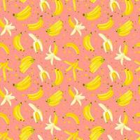 Seamless pattern with a set of bananas isolated on a pink background. Cartoon style. Vector illustration