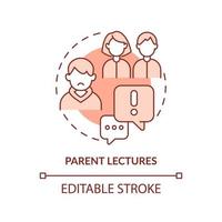 Parent lectures terracotta concept icon. Concern facing teens abstract idea thin line illustration. Deal with teenager. Isolated outline drawing. Editable stroke. vector