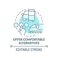 Offer comfortable alternatives turquoise concept icon. Building mobility service abstract idea thin line illustration. Isolated outline drawing. Editable stroke. vector