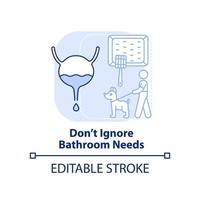 Do not ignore bathroom needs light blue concept icon. Road trip with pets advice abstract idea thin line illustration. Isolated outline drawing. Editable stroke. vector