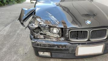 BANGKOK, THAILAND - May 20, 2022 BMW car accident Broken headlights and bumpers photo