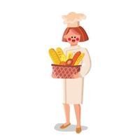 baker woman bread vector