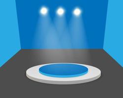 Stage podium with lighting, Stage Podium Scene for Award Ceremony, Vector illustration for product display presentation.Blank stand for showing product.