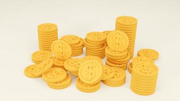 A Lot of coins on white blackground. 3d rendering - illustration. photo