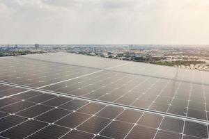 Solar panels are installed on the roof of the building to bring light to use in the morning. It is energy conservation photo