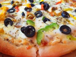 deliciosa pizza vegetal con queso mozzarella derretido