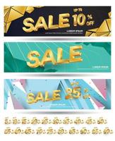 Set of sale banners design. Vector illustration. stylish horizontal banners design with geometric abstract 3 d design. Big sale banner. Sale and discounts. Vector illustration. futuristic modern