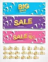 Set of sale banners design. Vector illustration. stylish horizontal banners design with geometric abstract 3 d design. Big sale banner. Sale and discounts. Vector illustration. futuristic modern